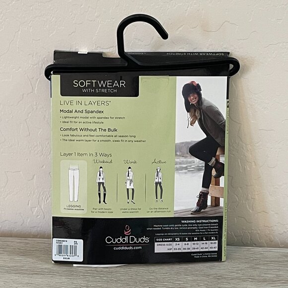 New Cuddl Duds Leggings Warm Layers Petite Small Ivory NWT - Picture 2 of 10